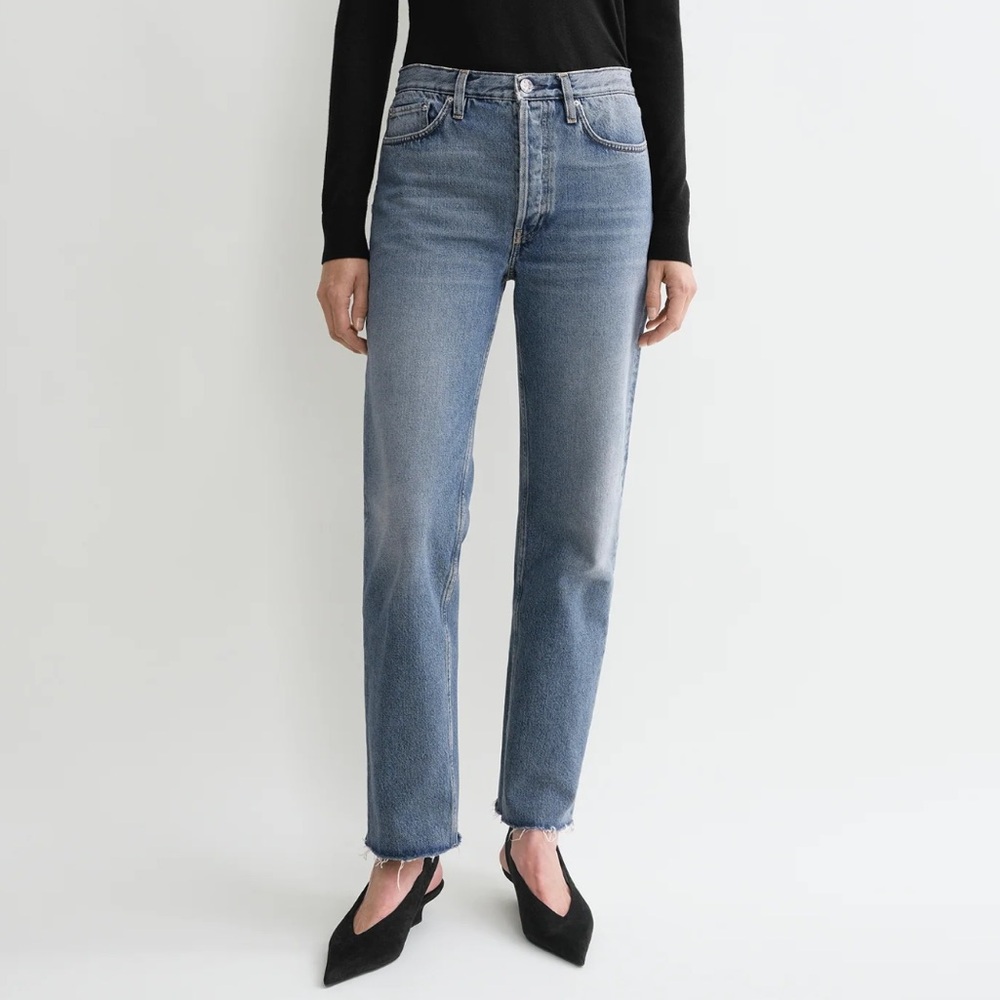 Toteme classic cut denim button fly jeans cropped